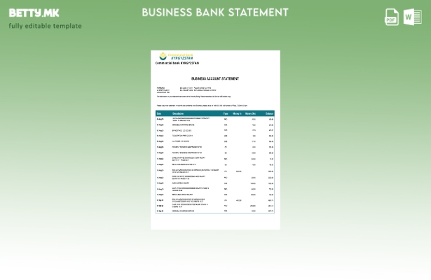 модерен стил Извештај за комерцијална деловна сметка Шаблон за Word и PDF () шаб
